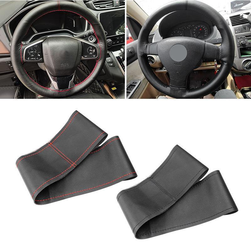Universal 38cm Hand Sewing Microfiber Leather Car Auto Accessories Interior Steering Wheel Braid Cover With Needle and Thread