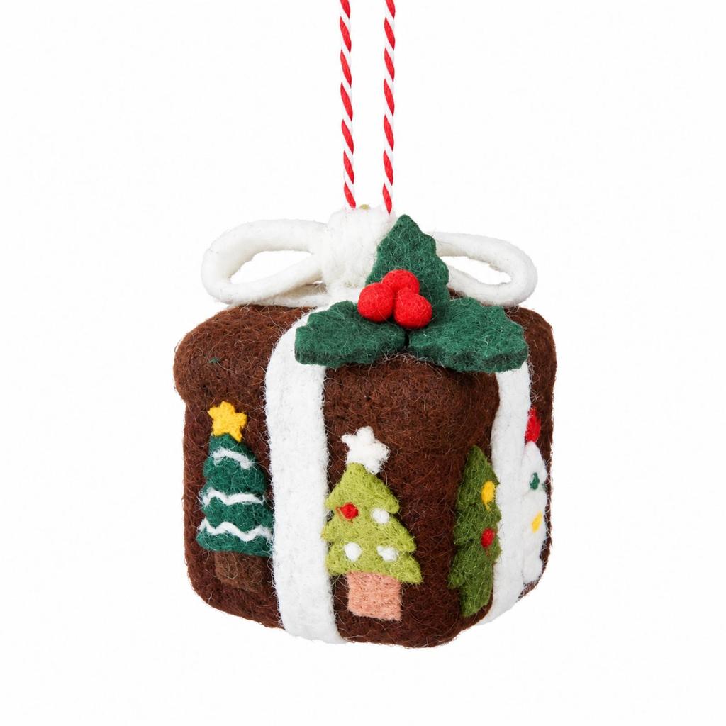 Wool-Felt Gift Box Ornament Festive Felt Gift-Box Christmas Cute