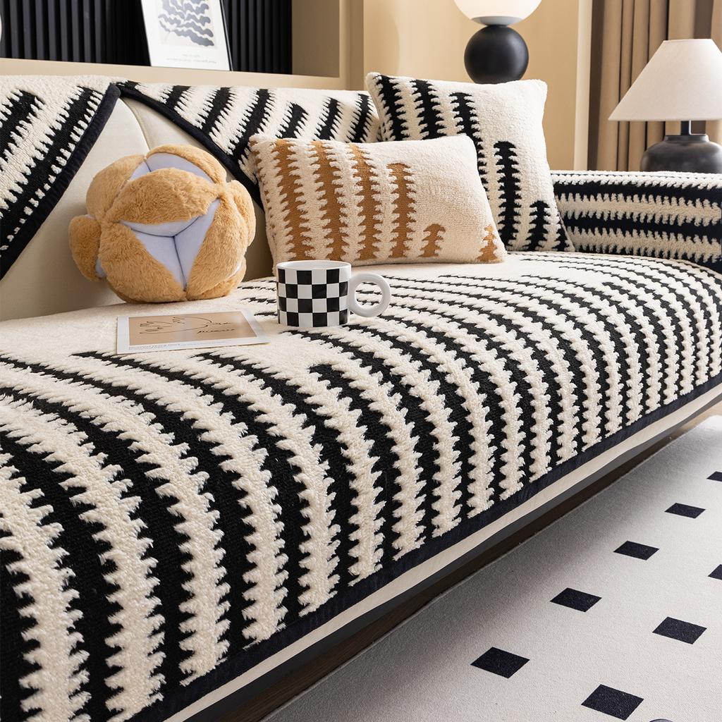Premium Plush Sofa Cushion Autumn And Winter New Winter Thickened Straight Row Sofa Seat Cushion Non-Slip Cover Cover Cloth