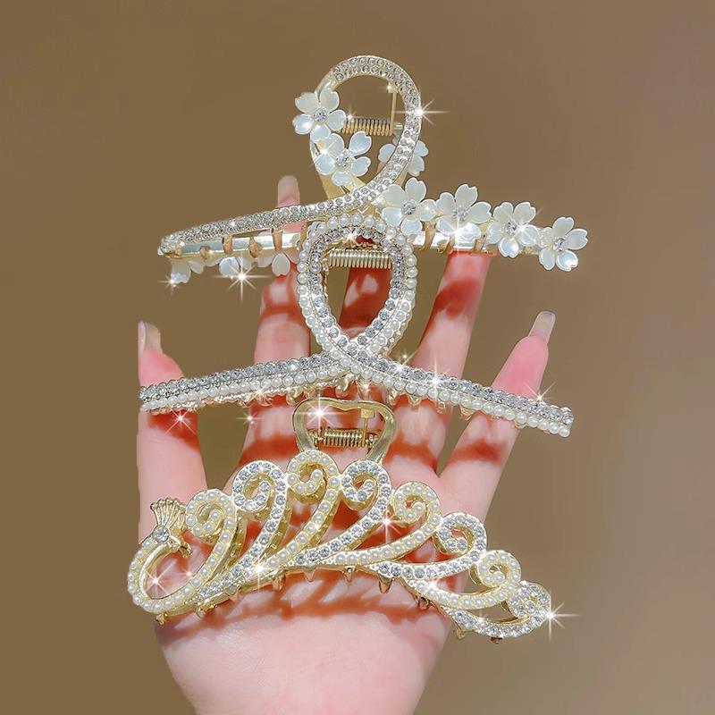 Luksusowy Metalowy Klips do Włosów dla Kobiet - Bardzo Duży Klips Rekinowy do Eleganckich Upięć