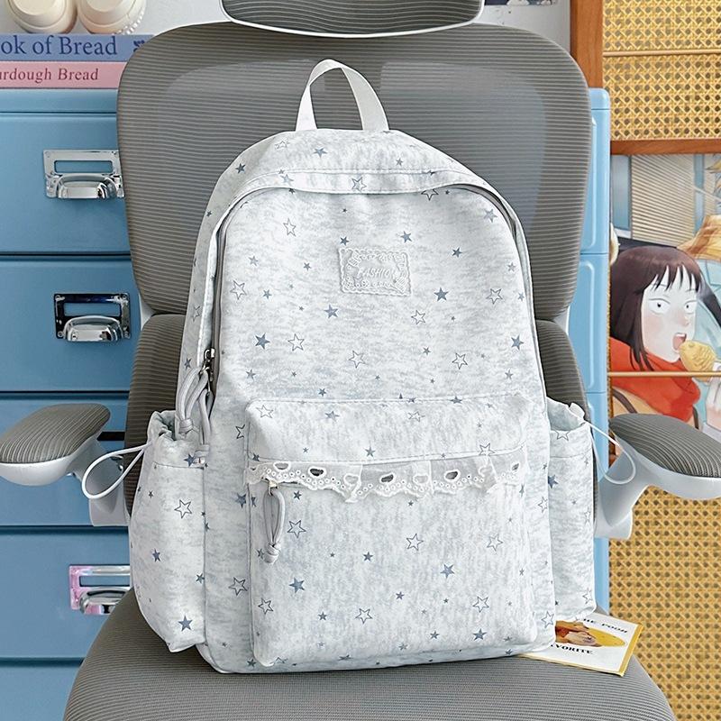 Schoolbag Korean Version Ins Wind Star Backpack Female Student Cute Large Capacity Schoolbag Junior High School Student Leisure Travel Backpack