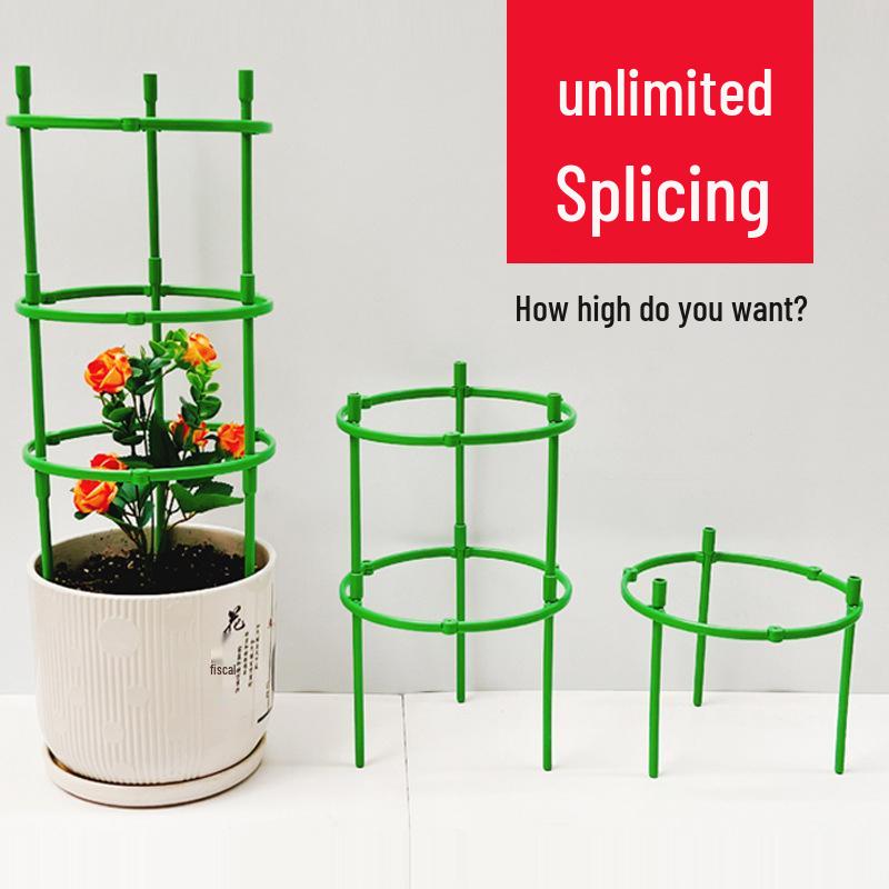 Spliceable Indoor Plant Stand with Support Ring and Rod for Climbing Branches