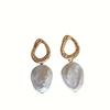 European and American natural freshwater pearl baroque stud earrings women's irregular high-end sense niche versatile design earrings