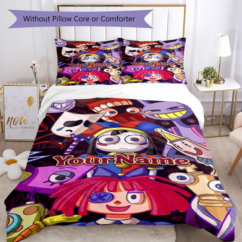 Digital Circus Customize Your Name Bedding Set Breathable Duvet Cover with Pillowcases Home Decoration Birthday Gift