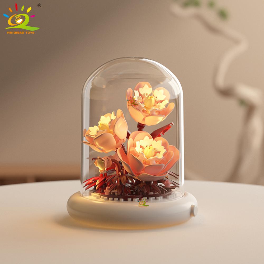 Non-Toxic Moc Eternal Bouquet Display Box Micro Building Block Flower Model Diy Home Desk Plant Decoration Brick Toy For Children