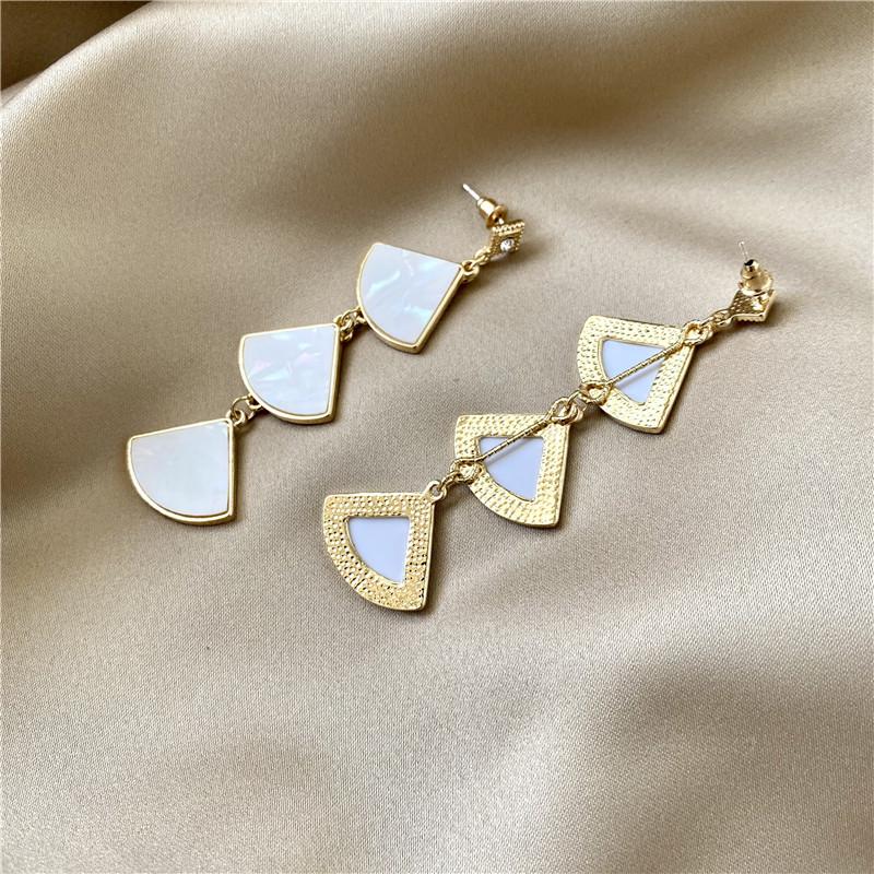 925 Silber Fächerförmige Muschel Lange Ohrringe: Trendiger japanischer & koreanischer Promi-Stil Vielseitige Hängeohrringe