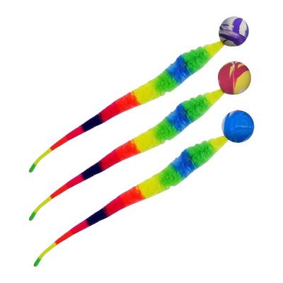 3pcs Balls Cat Toys With Tail Cat Chewing Toys Bouncy Ball Wiggly Tail For Kitten Bite Playing Plush Toys Cat Interactive Toy