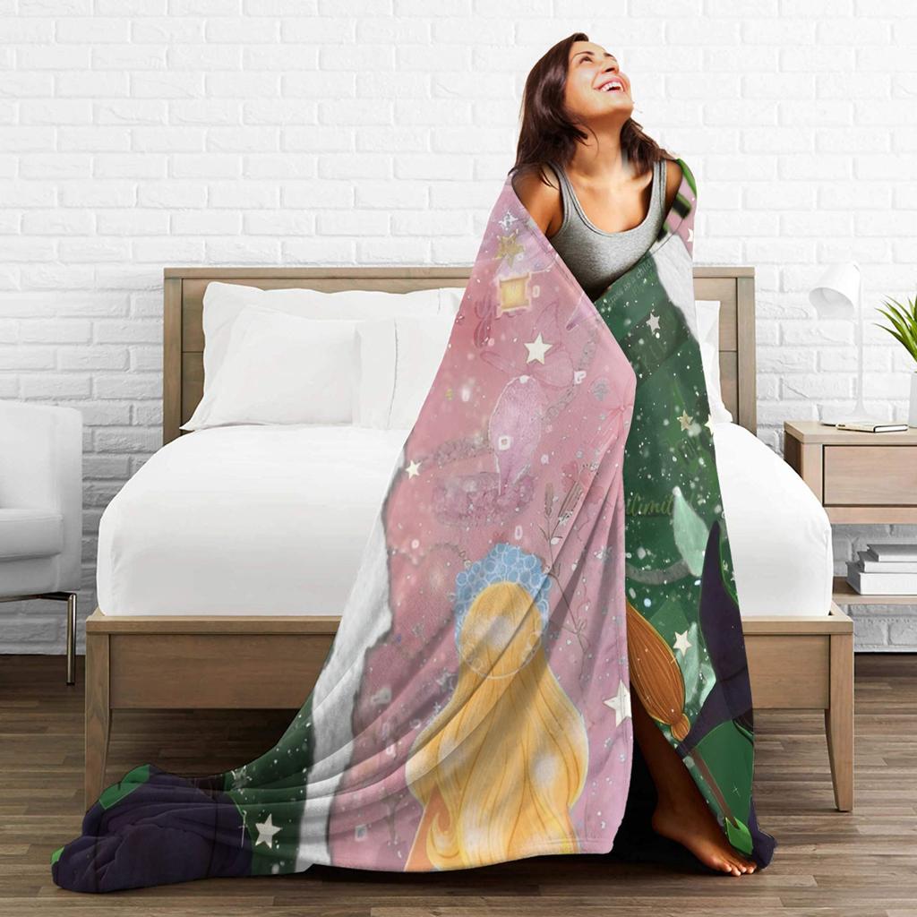 Wicked Elphaba Glinda Tonal Blanket Quality Super Warm Throw Blanket Winter Picnic Couch Chair Sofa Bed Comfortable Bedspread