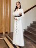 2025 Fall High-End Slimming Long Sleeve Dress with Waist-Gathering and Elegant Style