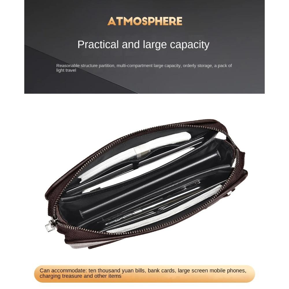 Men's Handheld Bag High End PU Leather Long Wallet Large Capacity Multi Card Slot Wrist Bag Password Anti Theft Phone Bag