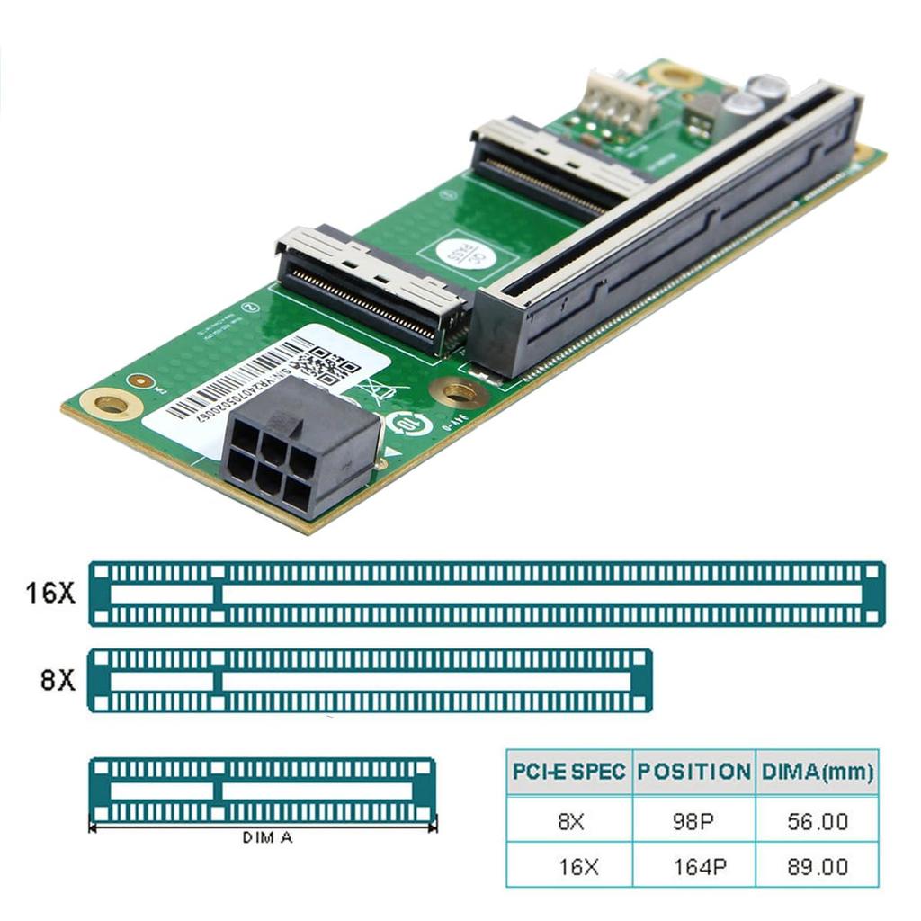 Xiwai Duální MCIO 8i Mini Cool Edge IO na 16x VROC Adaptér pro Základní desku SSD Grafickou kartu SFF-TA-1016 PCI-Express PCIE5.0