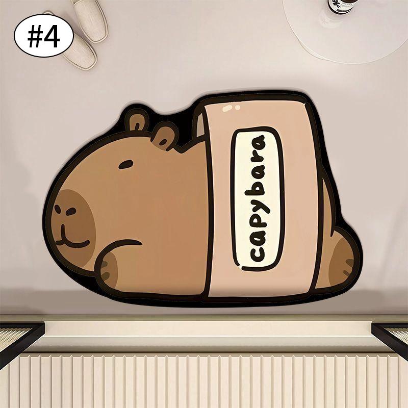 Cute Capibala Absorbent Bathroom Mat Kapibala Non-Slip Toilet Foot Pad Bathtub Carpets Bath Mats Entrance Floor Rug Home Decor