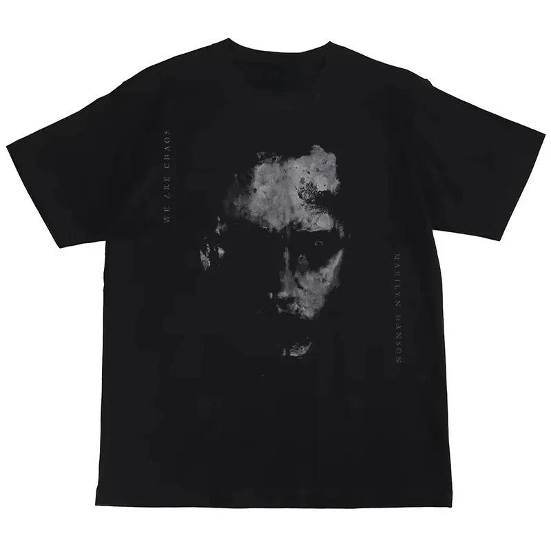 Gothic Rock Marilyn Manson Fan Tees Vintage Death Hype T-shirts Men Women Oversized Y2k 90s Pure Cotton Streetwear Clothing Tops