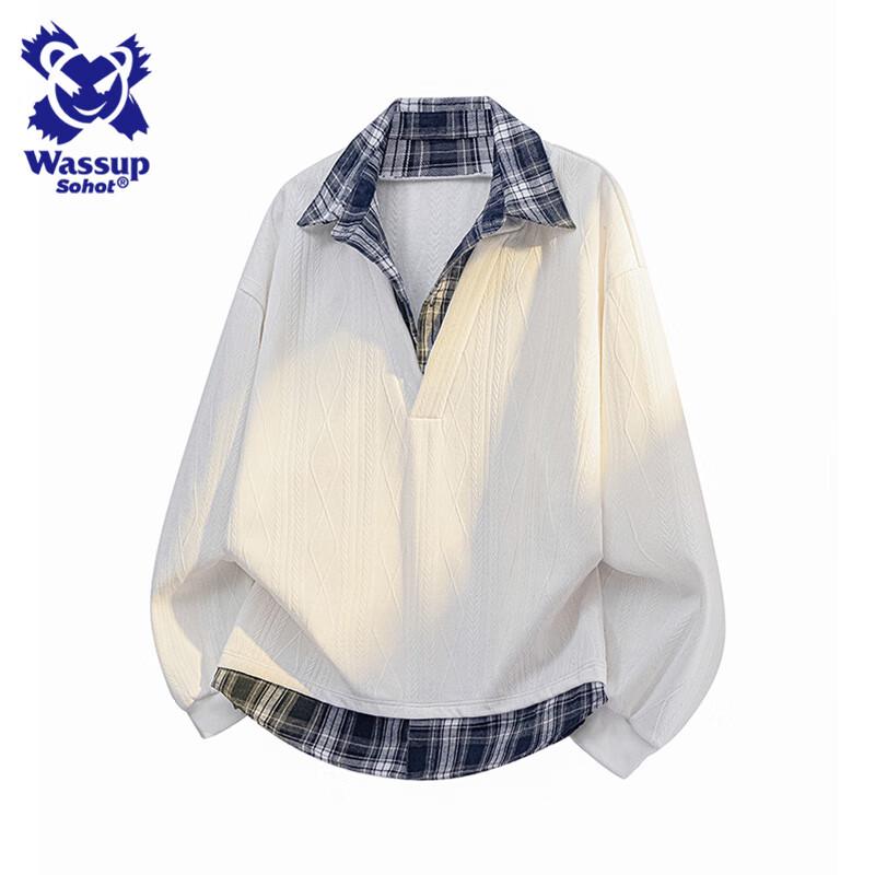 

Wassup Sohot Мужской свитшот с воротником поло, имитирующий костюм-двойку 3XL