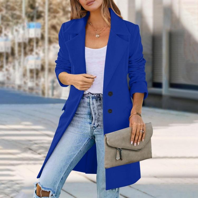 

Woolen Coat Women Mid Length Button Down with Lapel XXXXXL