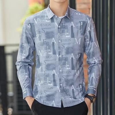 Men's Shirt Fashion Long Sleeve Shirt All-Match Fashion Printed Shirt New Business Shirt
