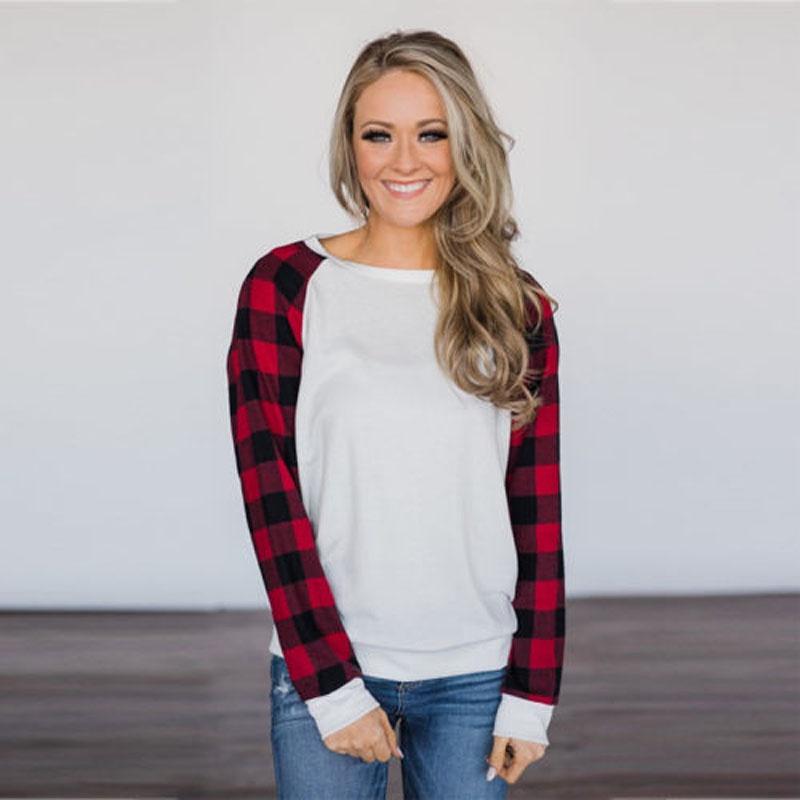 Striped Blouse Womens Plaid Long Sleeve Ladies Top T Shirt Loose Tops Casual