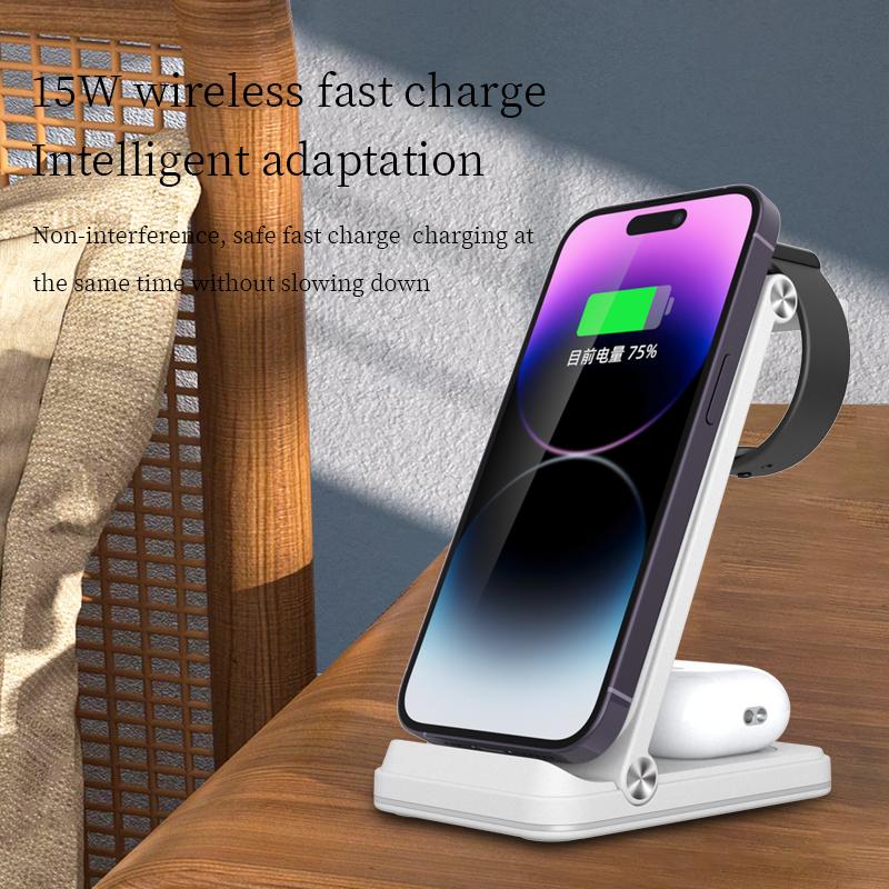 B27 3-in-1 Foldable Wireless Charger Phone Watch Earphone Charging Dock