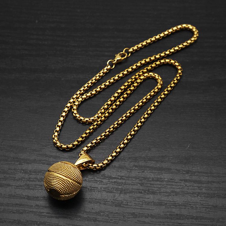 European-American Punk Hip-Hop Rock-Style Titanium Basketball Necklace for Men & Couples