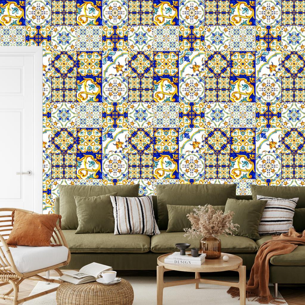 Wallpaper Oriental and colorful mosaic for living room and bedroom 50x1000