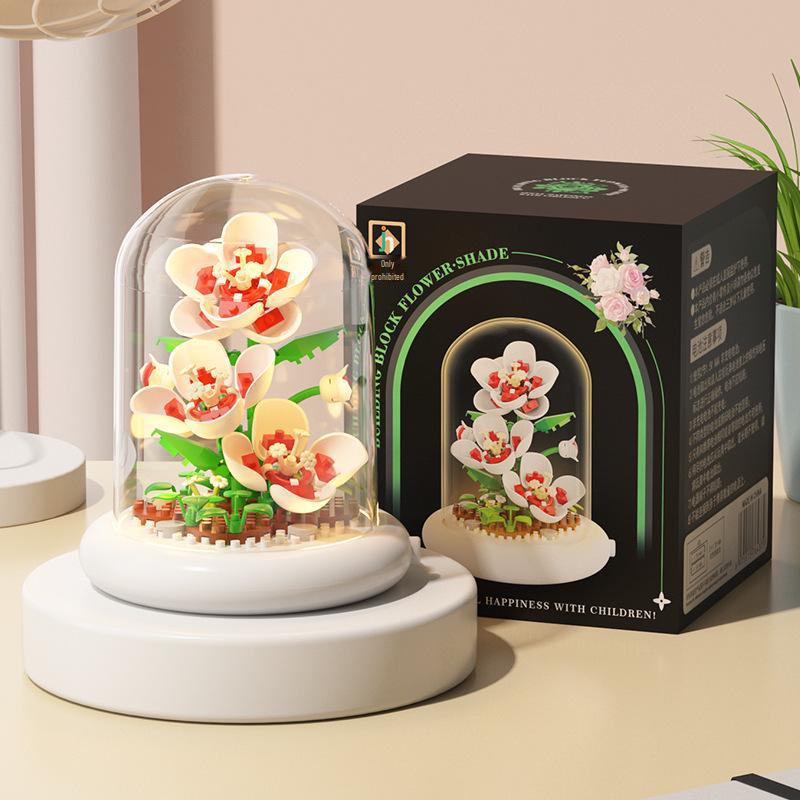 Luminous Micro-Particle Flower Building Blocks - Educational Toy & Gift for Girls