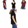 Stylowy Bawełniany T-shirt Damski Plus Size z Dekoltem V, Krótkim Rękawem, Luźnym Krój