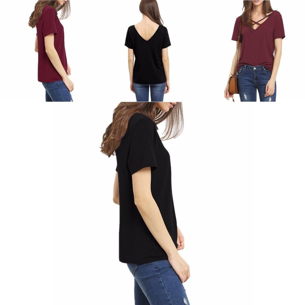 Stylowy Bawełniany T-shirt Damski Plus Size z Dekoltem V, Krótkim Rękawem, Luźnym Krój