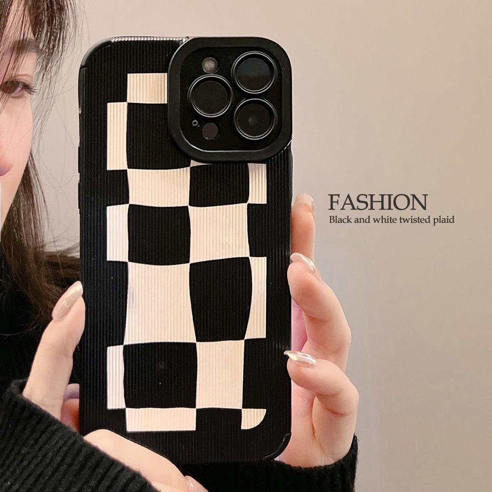 

Simple Plaid 13 Suitable for 14promax Apple 15 Mobile Phone Case Iphone Leather Xr Soft 11 Set 12 Pupil Eyes 8p 12pro (6.1)