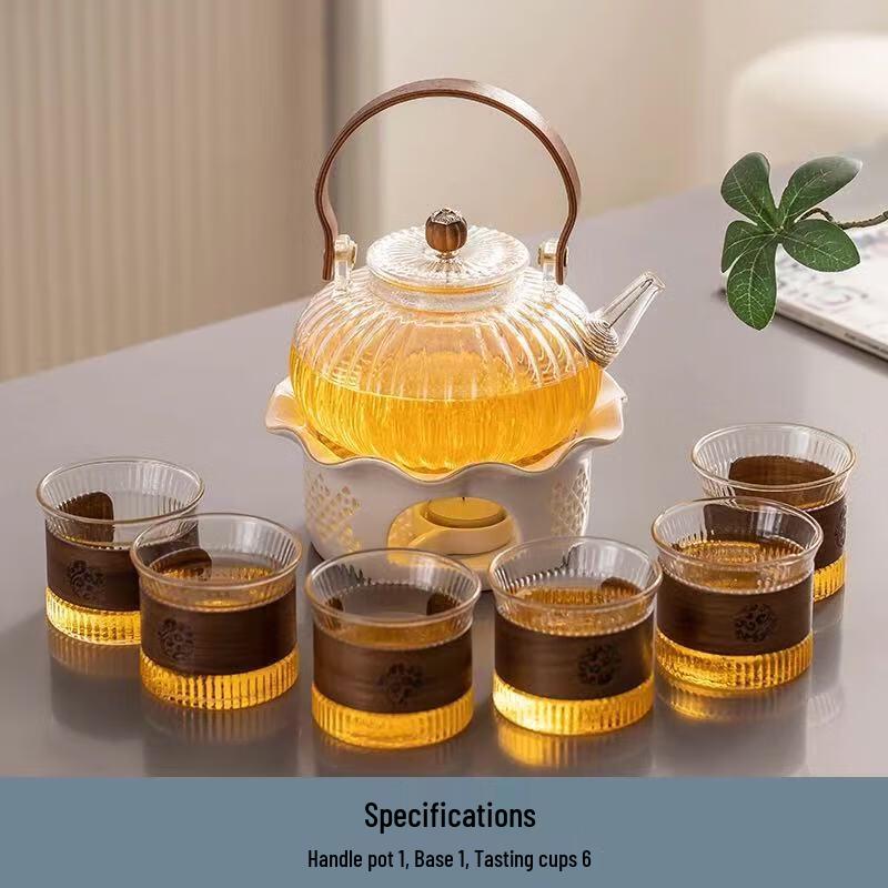 Elegant Glass Teapot Set with Candle Warmer