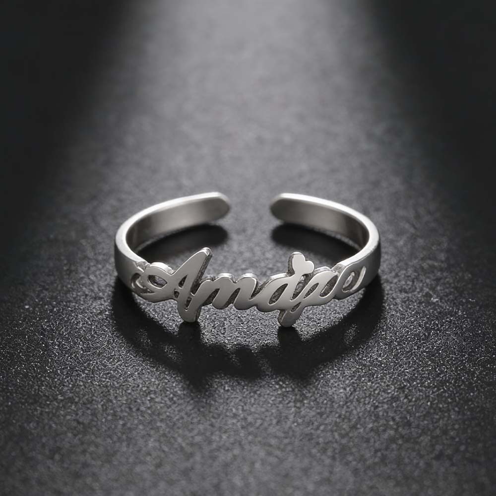 Couple Custom Double First Name Matching Finger Ring For Women Men Personalized Family Gift Gold Color Stainless Steel Jewelry