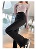 Women's Black High-Waist Flare Jeans with Split Hem - Slimming Petite Spring/Autumn Style 2025.