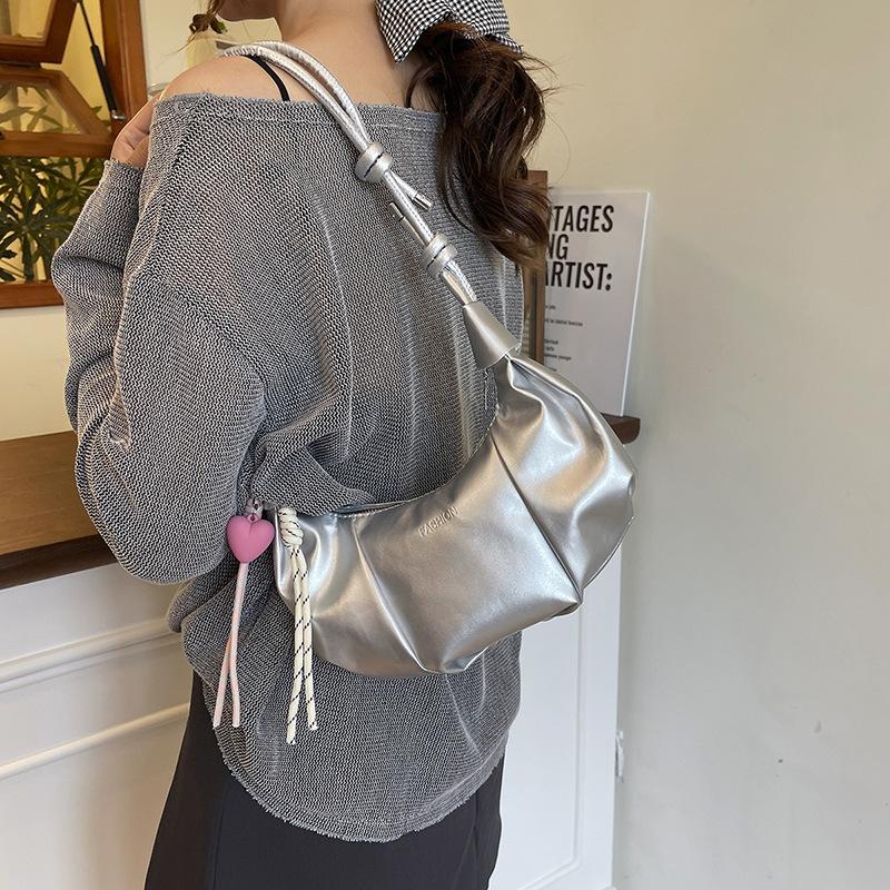 Fashionable Dumpling Shape Shoulder Bag For Women Street Trend Pu Material Zipper Opening Crossbody Purse For Daily Use