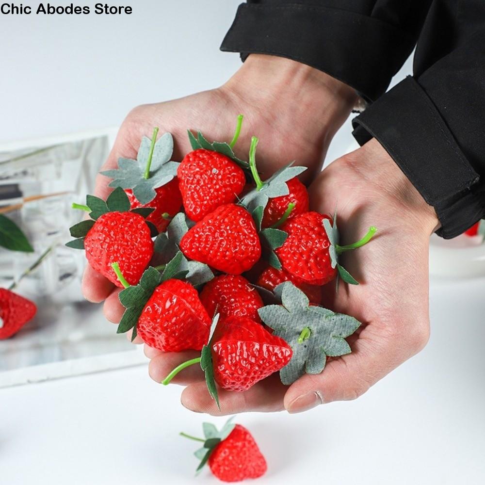 10Pcs Realistic Artificial Strawberry Fruit Ornament Handicrafts Plastic Strawberries Decorative Simulation Strawberry