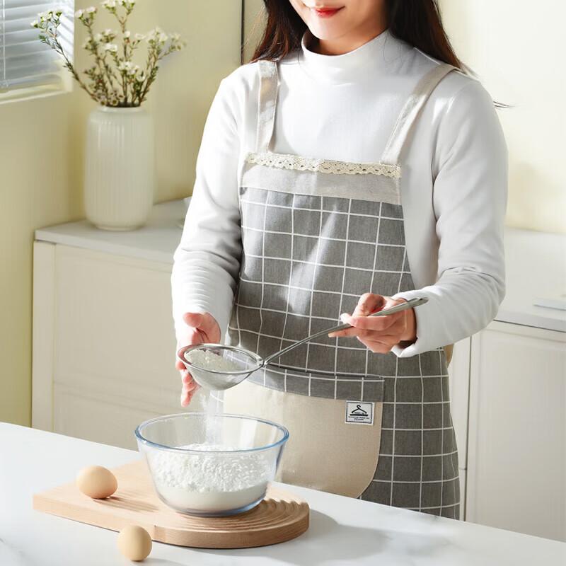 MAXCOOK Apron, Thick Fabric Kitchen Apron, Stain-Proof, Oil-Proof, Waterproof Home Apron, Gray MCPJ8434