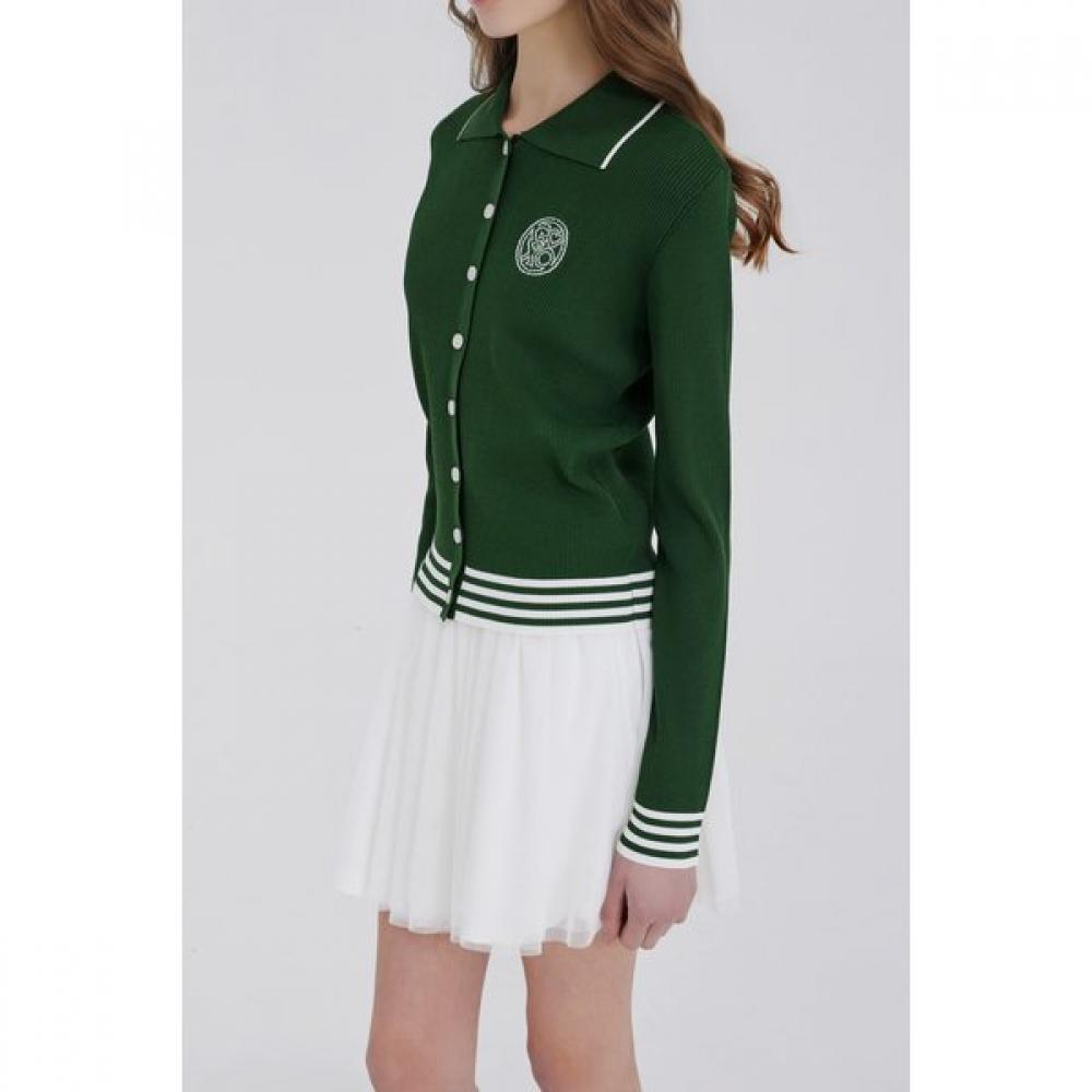 GOXO Knit Cardigan Classic Logo Green