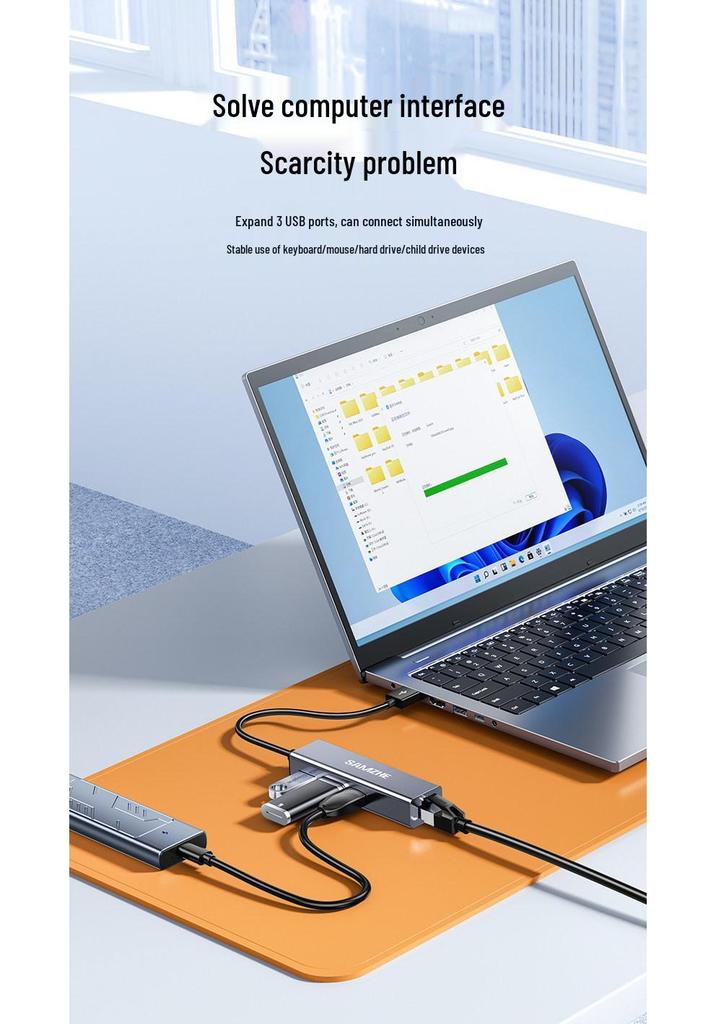 ShanZe USB To Ethernet Hub RJ45 Network Adapter for Laptops
