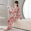 Women's Ink Wash Pajama Cardigan Set - Thin, Comfortable, Long Sleeve for Home or Casual Outside Wear in Spring and Autumn.