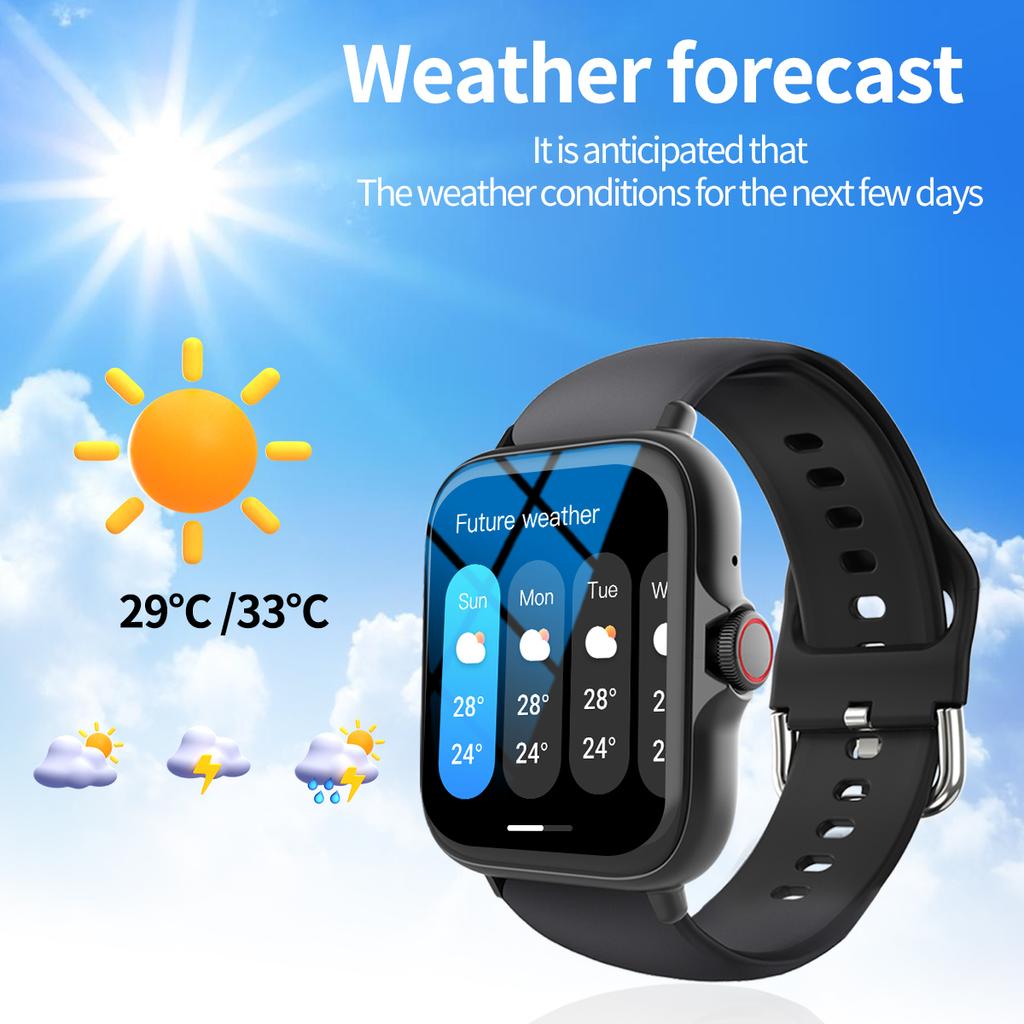 Smart Watch with Full Touch Screen, Call, Message Reminder, Music Control and Other Functions, Compatible with iPhone/android