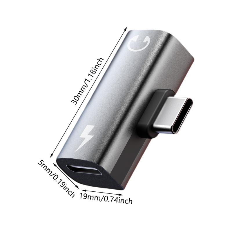 2-in-1 Typ C auf 3,5 mm Konverter, unterstützt 30 W Schnellladung und Musikwiedergabe, Schnellladeadapter für Musik und Anrufe
