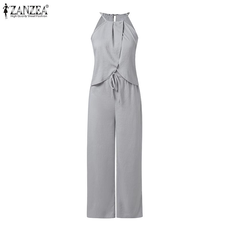 ZANZEA Women Sets Sleeveless Strap Irregular Tank Tops and Casual Pants Suits