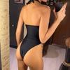 S - XL 7 Colors Lace Up High Neck Full Back Women Swimwear One Piece Swimsuit Female High Leg Cut Bather Bathing Suit Swim