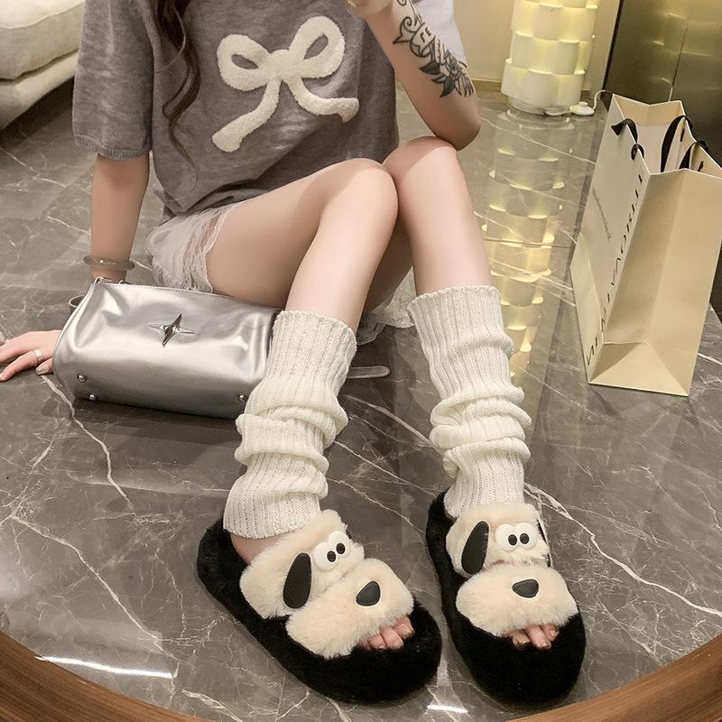 Internet Celebrity Thick Bottom Fluffy Slippers Women Wear 2025 Autumn and Winter New Cute Cartoon Fluffy Lazy Home Cotton Drag