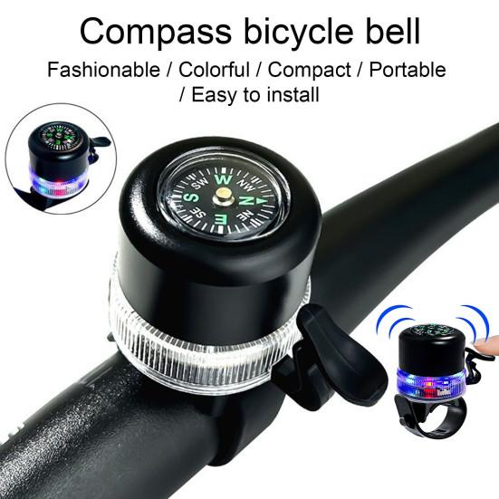 Electric Bike Bell with Compass RGB Light USB Rechargeable MTB Road Mountain Bicycle Handlebar Alarm Horn Bike Accessories