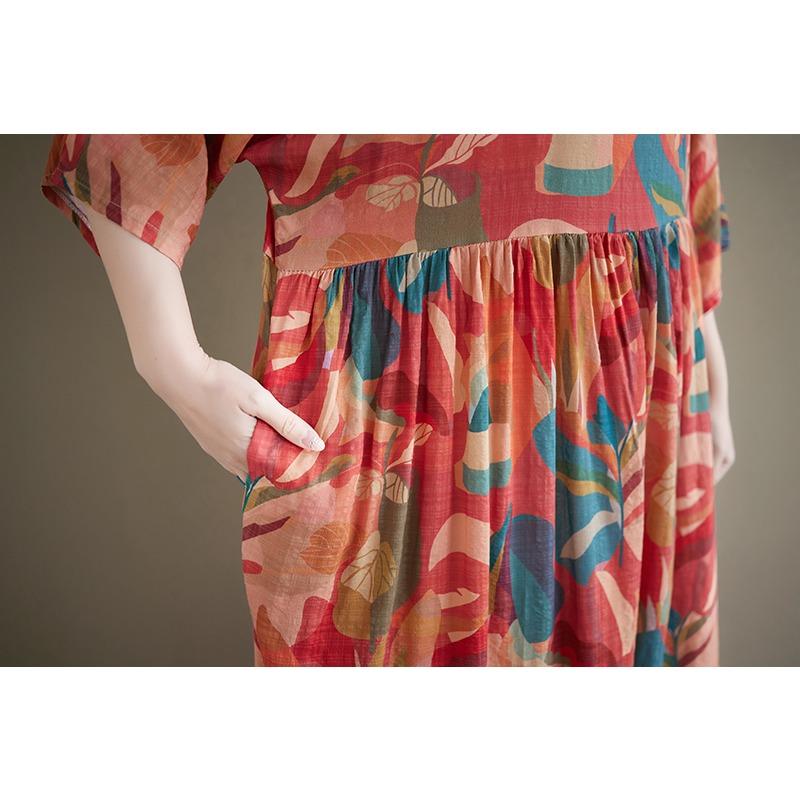 DIMANAF Neu 2026 Sommer Strand Damen Übergröße Vintage Dame Langes Kleid Locker Übergröße Maxi Blumenmuster Baumwolle Sommerkleid