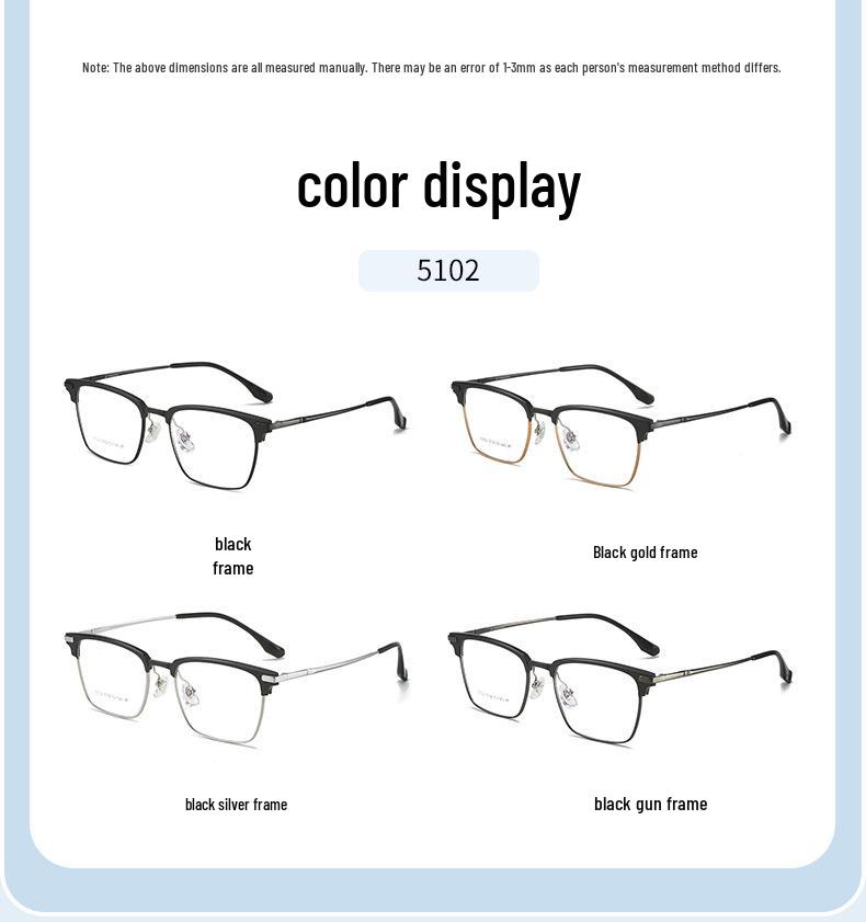 Two-Tone Aluminum Titanium Optical Glasses Frame - Ultra-Light Aviator Design (5102)