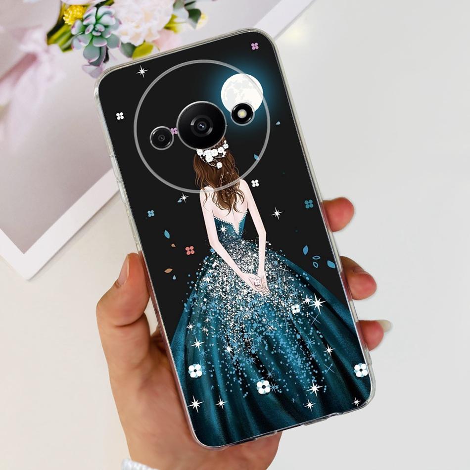 For Xiaomi Redmi A3 Case RedmiA3 A 3 4G 2024 Elegant Printing Soft Silicone Clear TPU Slim Phone Back Cover