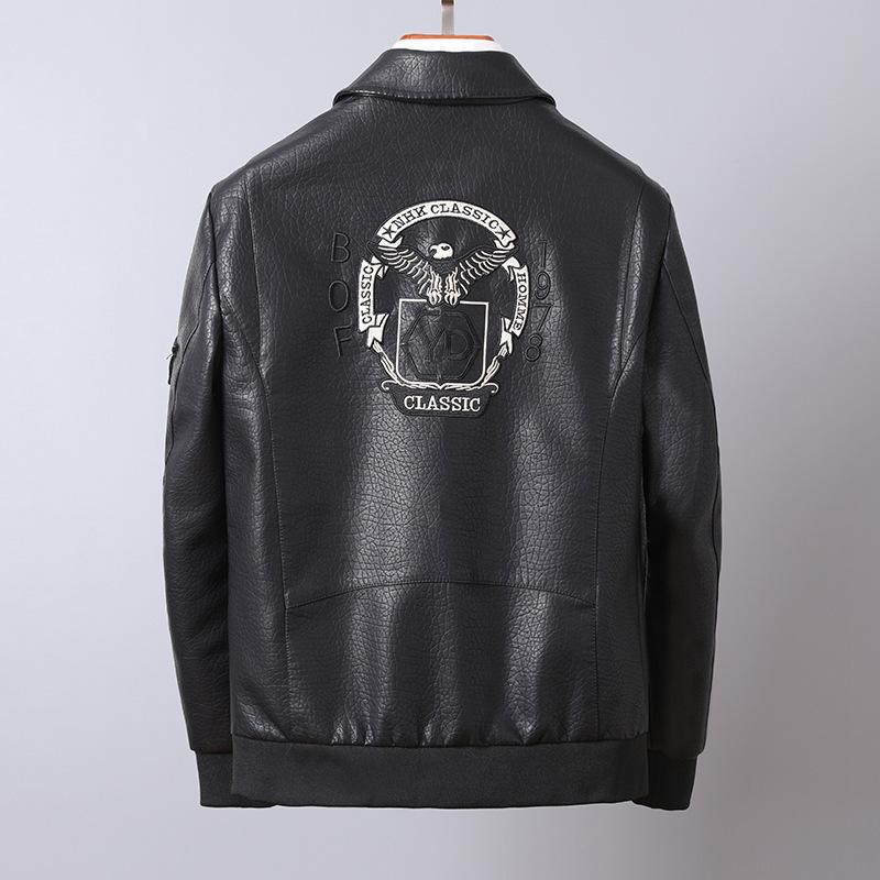 Кожаная куртка мужская корейская версия модная облегающая красивая воротник-лацкан весна — фото 2