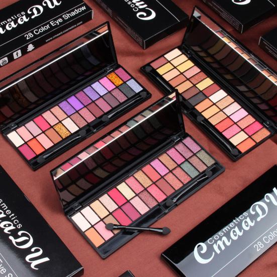 CmaaDu 28 Colors Matte Pearlescent Eyeshadow Palette Non Smudge Lasting Cosmetic