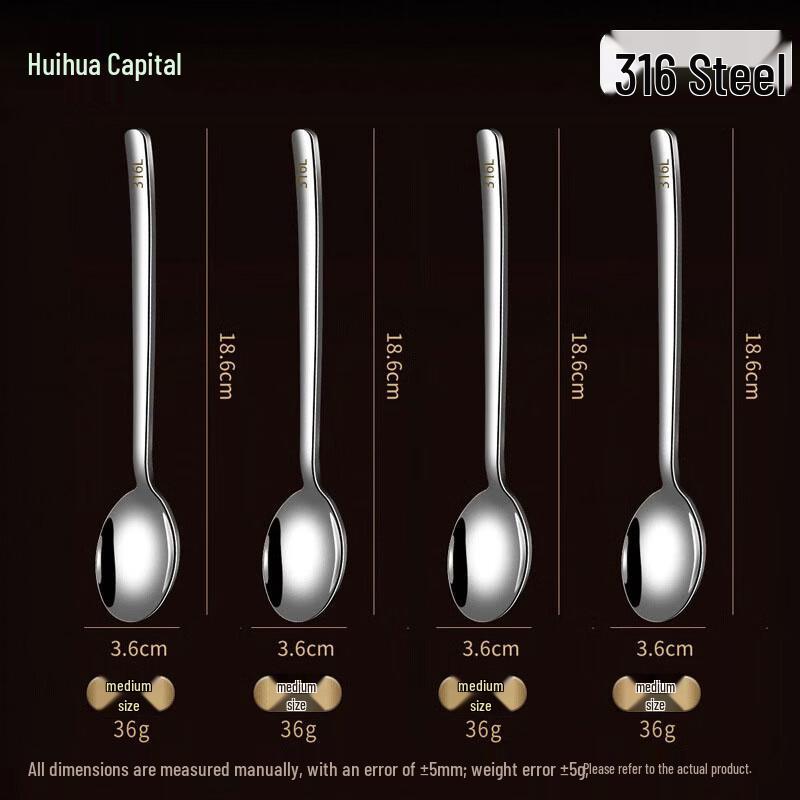 

HUIHUADU 316L Antibacterial Stainless Steel Long Handle Soup Spoons, 4-Pack