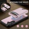 For Samsung Galaxy S25 Magnetic Case JEEHOOD J10 Leather Back Phone Cover with Detachable Card Holder Kickstand